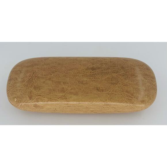 Eyeglass Case Hard Clam Shell Beige Vinyl Velvet  Holder Unisex Protective Pouch - Picture 6 of 6